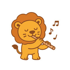 A Happy Lion Playing the Flute