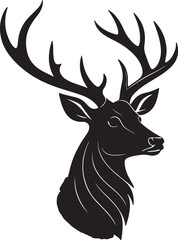 Elegant black silhouette of a deer head