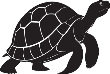 Black silhouette of a walking tortoise