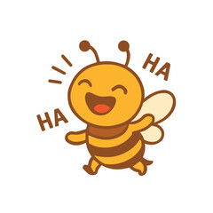 Happy Cute Cartoon Bee Laughing