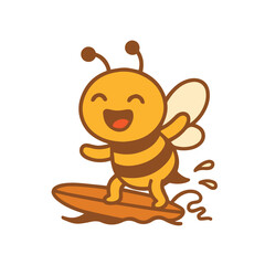 Happy Bee Surfing on a Wave