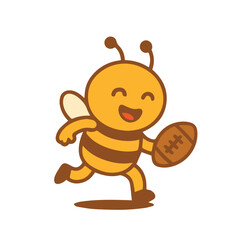Cartoon Bee Running with Football