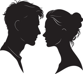 Silhouette of a man and woman facing each other