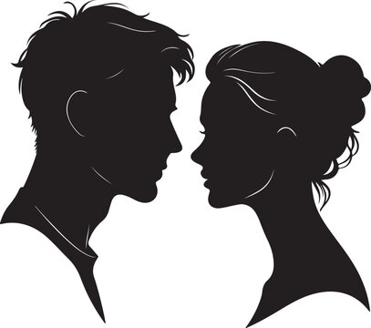 Silhouette of a man and woman facing each other