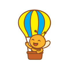 Cartoon Bee in a Hot Air Balloon