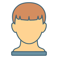 french crop wig hair style flat color vector illustration template design