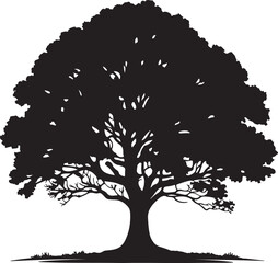 Majestic oak tree silhouette illustration