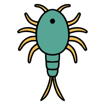 sea parasite animal wild life flat color vector illustration template design