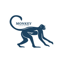 Monkey logo design vector. Silhouette Monkey Template Illustration. Icon Symbol