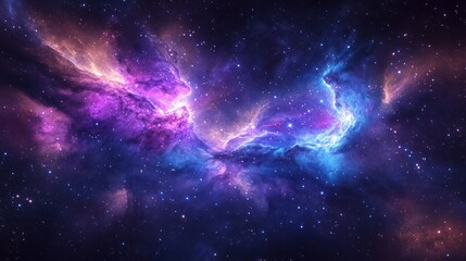 Obraz premium Cosmic nebula swirls in vibrant purples, blues, and pinks. Vast expanse of stars