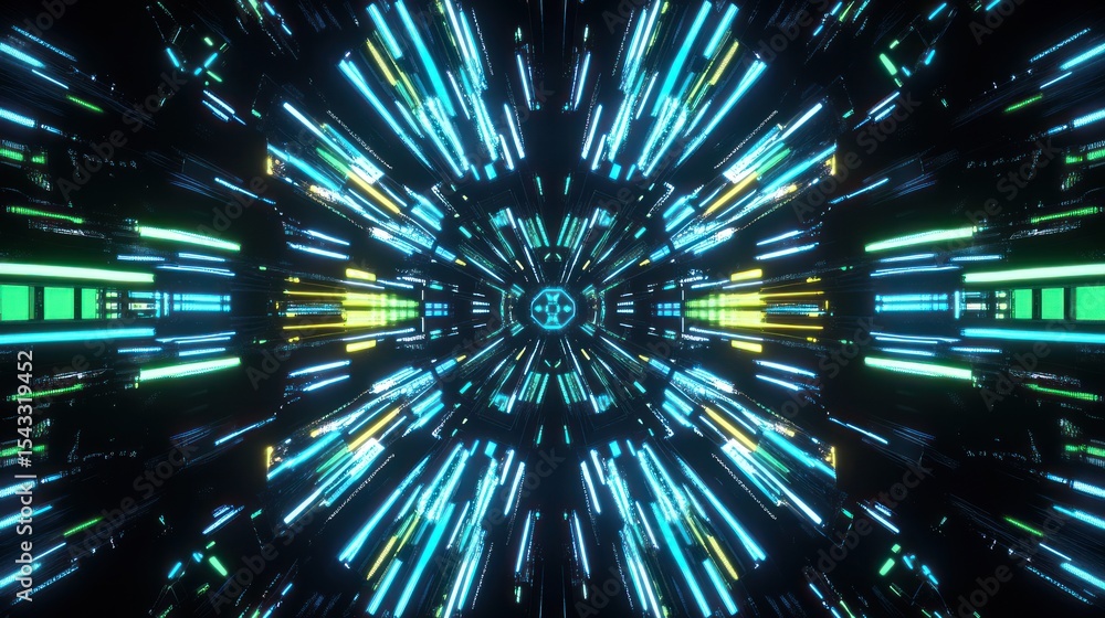 Poster abstract glowing lines in a symmetrical pattern