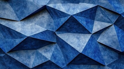 Fototapeta premium Deep blue, textured, polygonal surface