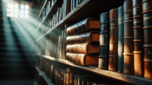 A warm and inviting library scene, featuring shelves of well-worn books, illuminated by gentle sunlight, capturing the timeless joy of reading and knowledge acquisition.