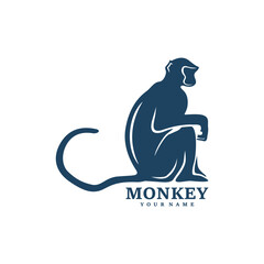 Monkey logo design vector. Silhouette Monkey Template Illustration. Icon Symbol