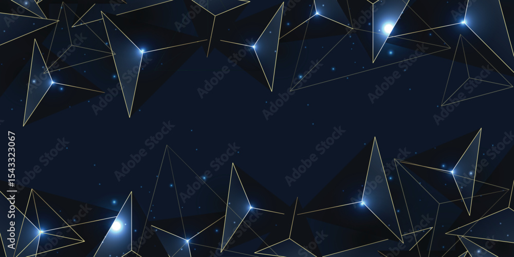 Aufkleber abstract polygonal pattern luxury dark blue background with triangle pattern and gold lines