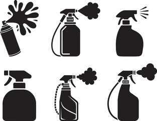 Cleaning spray bottles and aerosol can icons. eps-10