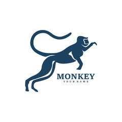 Monkey logo design vector. Silhouette Monkey Template Illustration. Icon Symbol