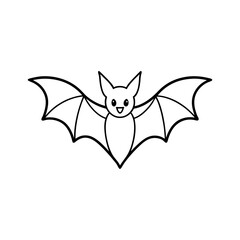 Bat drawn with contour lines art illustration