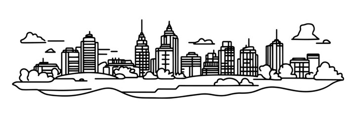 Obraz premium modern city skyline floating island line art