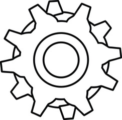 Damaged Gear Shape Line Drawing.