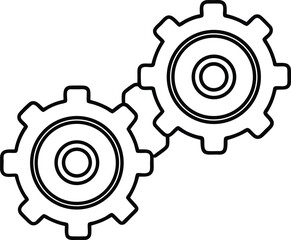 Dual Gear System Outline Vector.