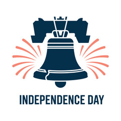 Independence day liberty bell illustration with fireworks