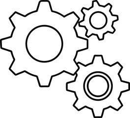 Flat Line Interlocking Gear Icon.