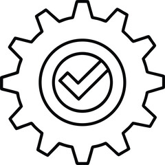 Gear Settings Icon with Approval Symbol.