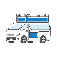 イラスト素材:選挙カー(街宣車)、拡声器付き。政治家や議員、政党の活動（加工・文字入れOK）青