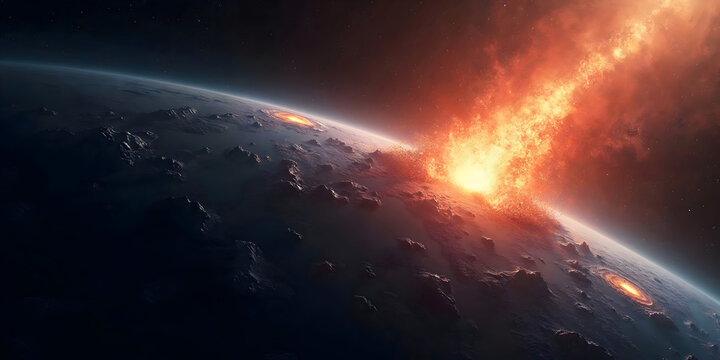 A meteor comet asteroid that has impact the Earth planet