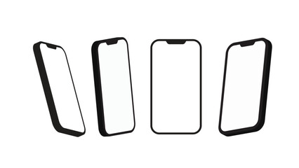 Smartphone mockup set with empty screen. Mobile phone with blank display for presentation.