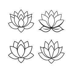 Fototapeta premium Lotus flower in bloom line art illustration
