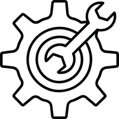 Mechanical Cog and Wrench Symbol Icon.