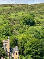 Beautiful view of a castle on a hill in a beautiful town in Clackmannanshire, Scotland