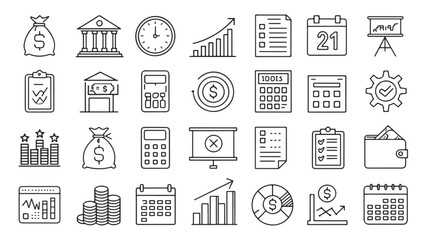 Finance, Budgeting, and Money Management Icon Set

