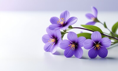 Obraz premium Vibrant purple wildflowers on soft background with green leaves