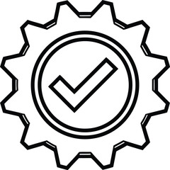 Modern Stylized Gear Icon with Checkmark.