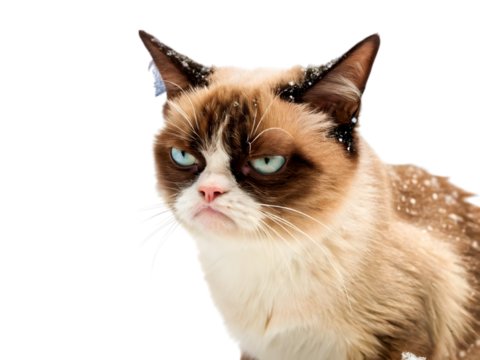cat being grumpy isolated on white background