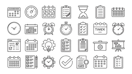 Time Management and Scheduling Icons Set

