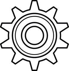 Outline Industrial Cogwheel Symbol Design.