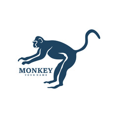 Monkey logo design vector. Silhouette Monkey Template Illustration. Icon Symbol