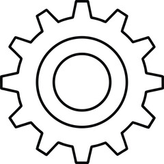 Simple Mechanical Gear Outline Vector Icon.