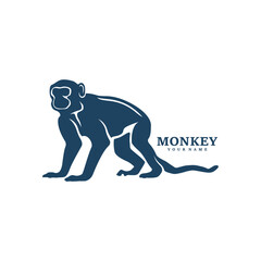 Obraz premium Monkey logo design vector. Silhouette Monkey Template Illustration. Icon Symbol