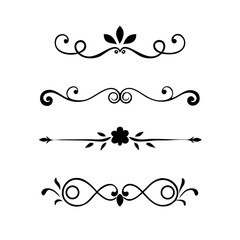 Text dividers with hearts doodle set. Wedding decorative elements. Divider ornament, borders, arrows. Hand drawn vector illustration isolated on white background
