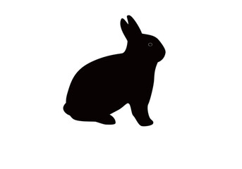 Black rabbit silhouette isolated icon on white background
