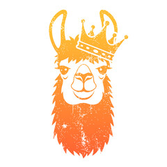 llama wearing a crown, funny alpaca illustration