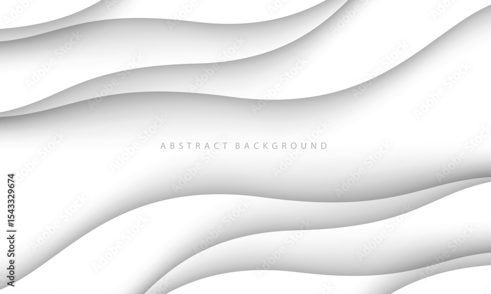 Poster abstract white paper cut wave curve overlap background texture vector