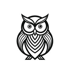  Simple Elegant Black Line Art Drawing of an Owl - Wisdom and Knowledge Symbol Icon