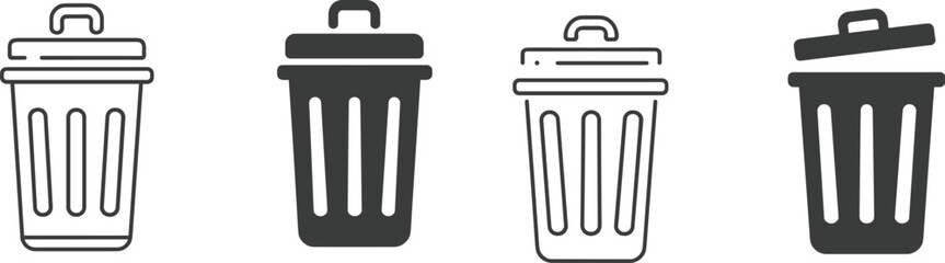 Modern Trash Can Icons: Minimalist Design for Waste Management, Recycling, and Eco-Friendly Solutions
