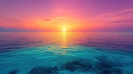 Obraz premium Vibrant sunset over tranquil ocean. Detailed colors of sunrise